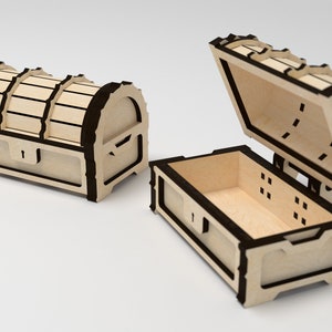 Mini Treasure Chest - Dice Box - Laser Cut Digital Files - 3mm - Glowforge cut files