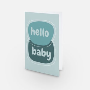 Hello baby greeting card, blank greeting card, birthday card, celebration card, minimal greeting card