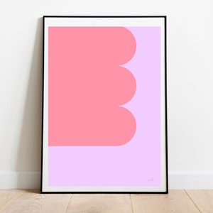 Bright pink abstract graphic print wall art