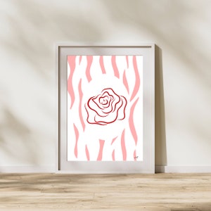 Stripes and roses graphic print wall art