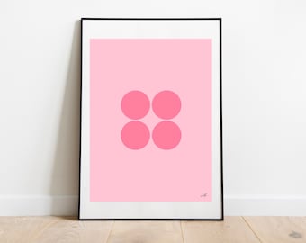 Pink circles abstract graphic print wall art, circle graphic print, modern wall art