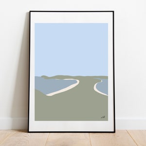 Coastal look out graphic print wall art, set of three prints, beach print