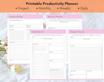 Printable Productivity Planner, Project Planner, Monthly Planner, Weekly Planner, Daily Planner, Instant Download