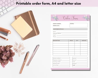 Printable Order Form, Business Order Form, Instant Download