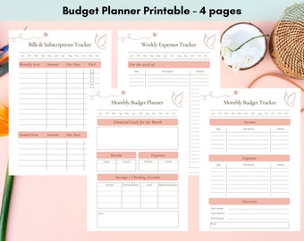 Budget Planner Printable, Monthly Budget Tracker, Bills Tracker, Weekly Expenses Tracker, Instant Download
