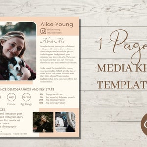 Media Kit Template, Instagram Influencer, Blogger Template, 1 page, Canva Media Kit Template, Instant Download