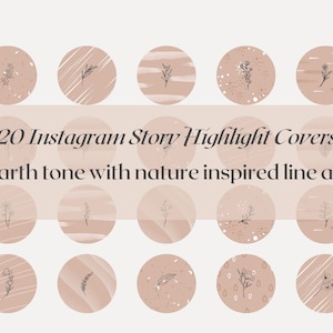 Instagram Story Highlight Covers, Earth Tone with Nature Inspired Line Art, IG Story Icons