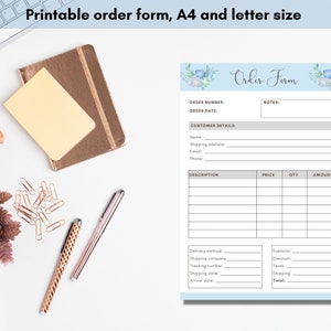 Printable Order Form, Business Order Form, Instant Download