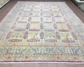 WOVEN WOOL RUG Oversize Persian for Palace Saloon and Living Room 10x13 ft 10 39 x 13 39 Extra Large Beige Turkish Wool Handmade Area Rug