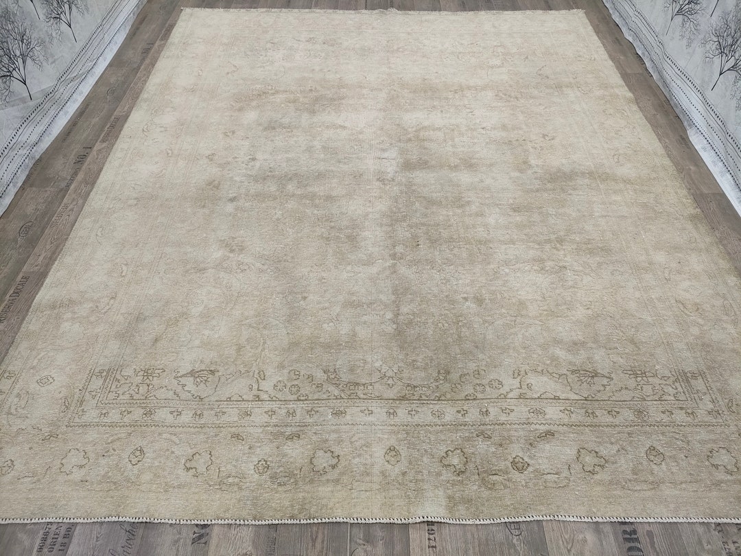 Neutral Oversize Area Rug 9.67 X 11.88 10'x12' Ft Vİntage Extra Large