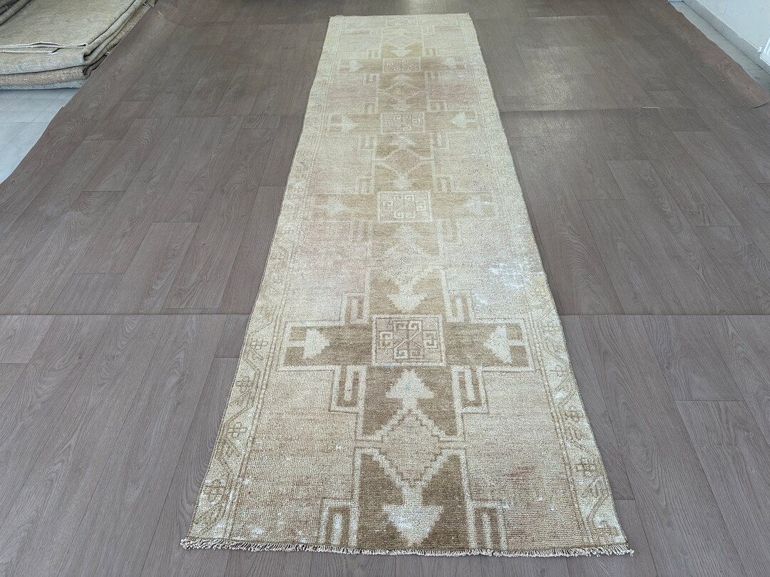 Caramel Vintage Runner Rug for Kitchen Neutral Handmade Vintage Runner ...