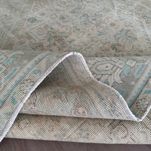 8x11 feet Oushak Cream Area Rug - Oversized Turkish Palace Area Rug -Livingroom Hand Knotted Beige Area Rug - 8&#39; x 11&#39; ft Vintage Creme Rug
