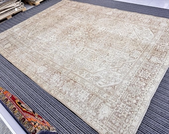 9x12 Cream Hand Knotted Wool Area Rug: Oversized Neutral Rug