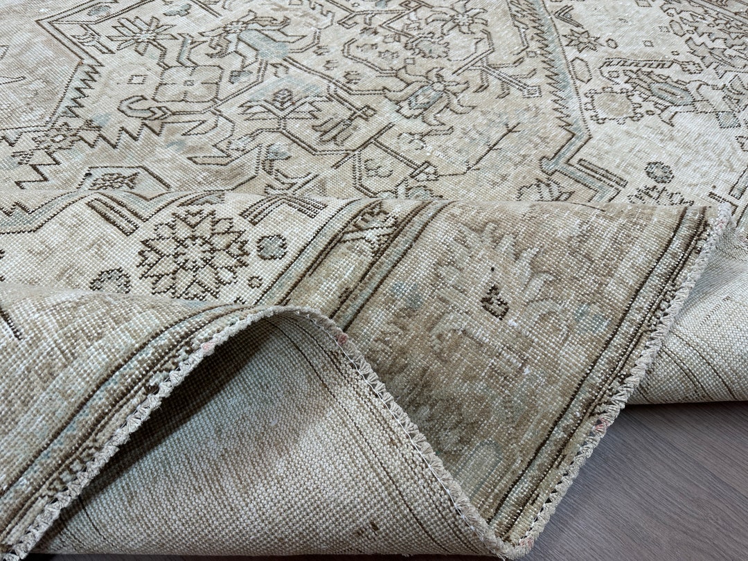 10x12 Feet Vintage Oversize Area Rug Turkish Palace Area Rug Neutral