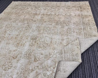 Oushak Turkish Area Rug: Cream Wool, Hand-Knotted 8.75' x 11.55'