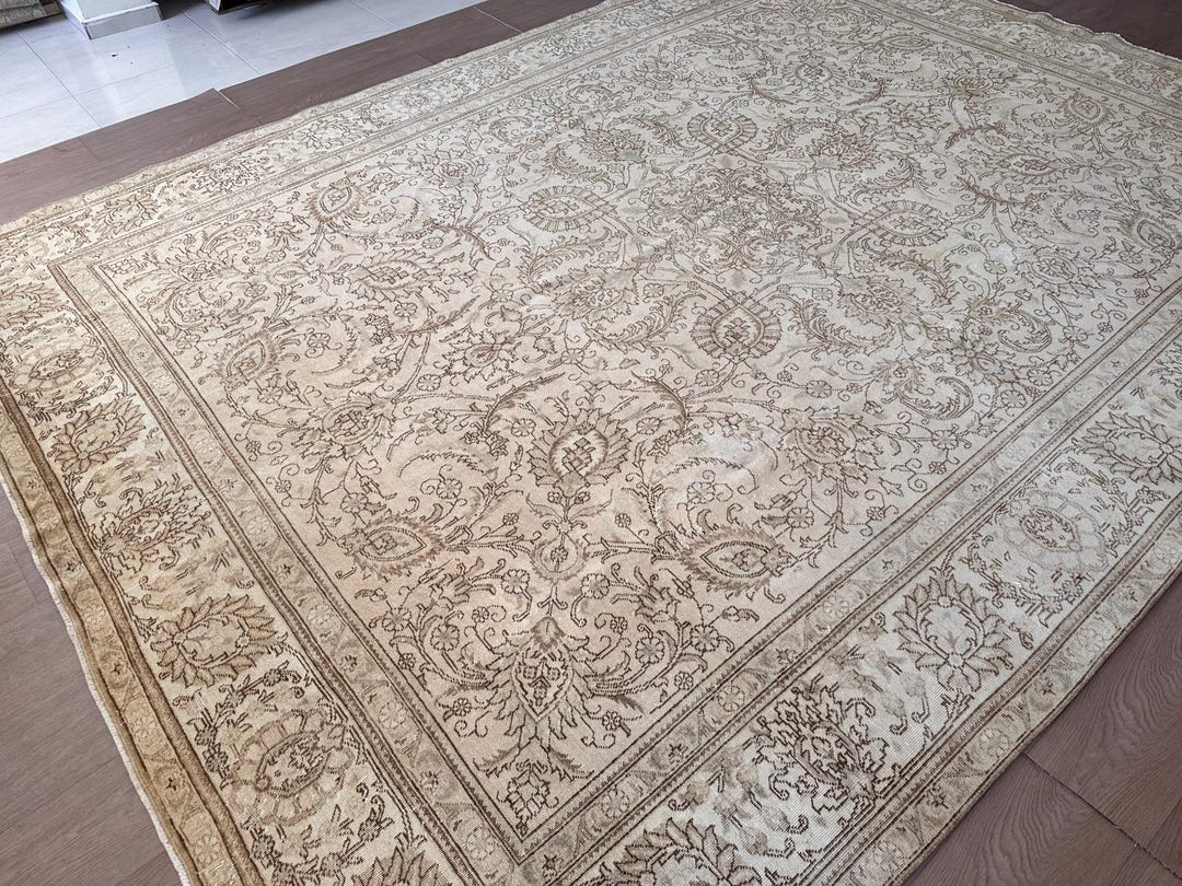 9x13 Feet Palace Hallway Area Rug - Oversize Heriz Cream Area Rug ...