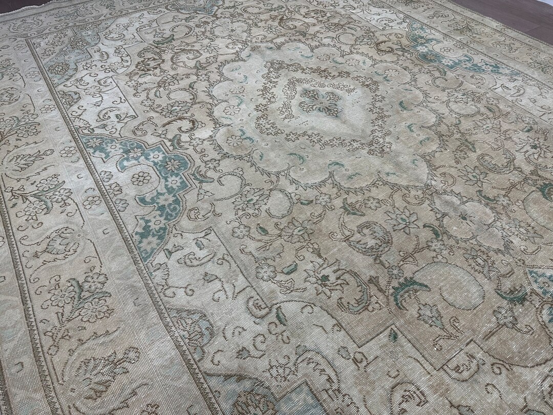 10x12 Feet Oversize Area Rug - Extra Large Cream Area Rug -vintage Hand ...