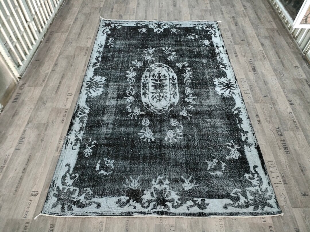 Black Mahal Rug: 7x10 Ft, Vintage Turkish Wool Hand-knotted Rug - Etsy