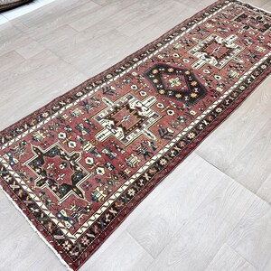 Red oushak runner rug 3x9 ft,3&#39;x9&#39; turkish vintage red runner rug,red oriental runner rug,anatolian runner rug,moroccan runner 3x9 rug