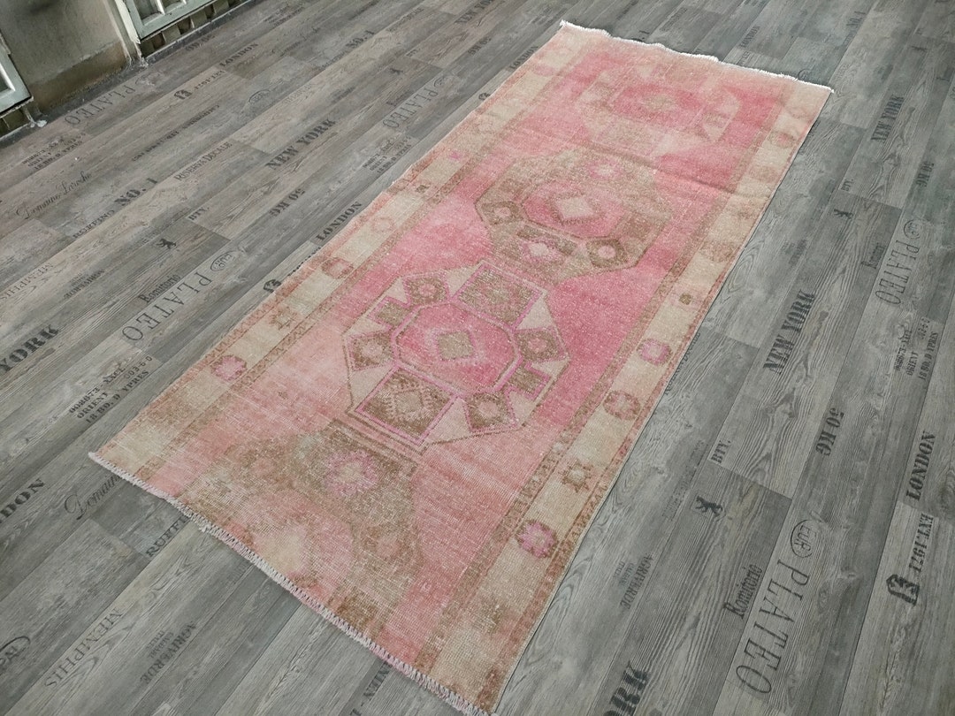 Pink Entryway Runner Rug 3.60 X 8.13 Feet Turkish Pink Rug Runner