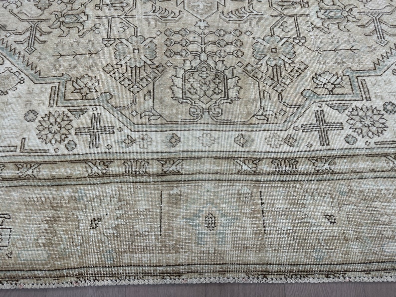 10x12 Feet Vintage Oversize Area Rug Turkish Palace Area Rug Neutral