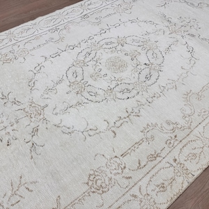 6X10 feet Cream Area Rug - Neutral Handmade Vintage Area Rug - Kitchen Area Rug - Large Beige Area Rug - 6&#39;x10&#39; ft ARea Rug