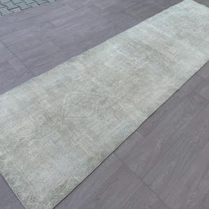 3.60 feet x 12.80 feet Vintage Neutral Cream Runner Rug for Entryway and Kitchen Room - Anatolian Turkish Runner Rug for Hallway