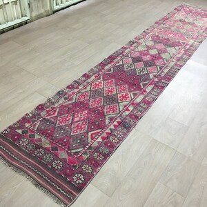 Handwoven Turkish Runner Rug: 2.72 X 14.7 ft Wool Oushak Herki Rug
