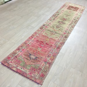 Rustic Bohemian Herki Runner Rug for Kitchen and Livingroom/2.65x11.87 feet Vintage Wool Herki Runner Rug/Handmade Herki Runner Rug for Hall