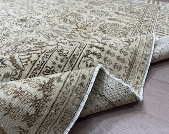 Übergroßer türkischer Vintage Palast-Teppich für Wohnzimmer - 25X30 cm Oushak Vintage Wolle Handgeknüpfter extra großer Teppich für den Flur