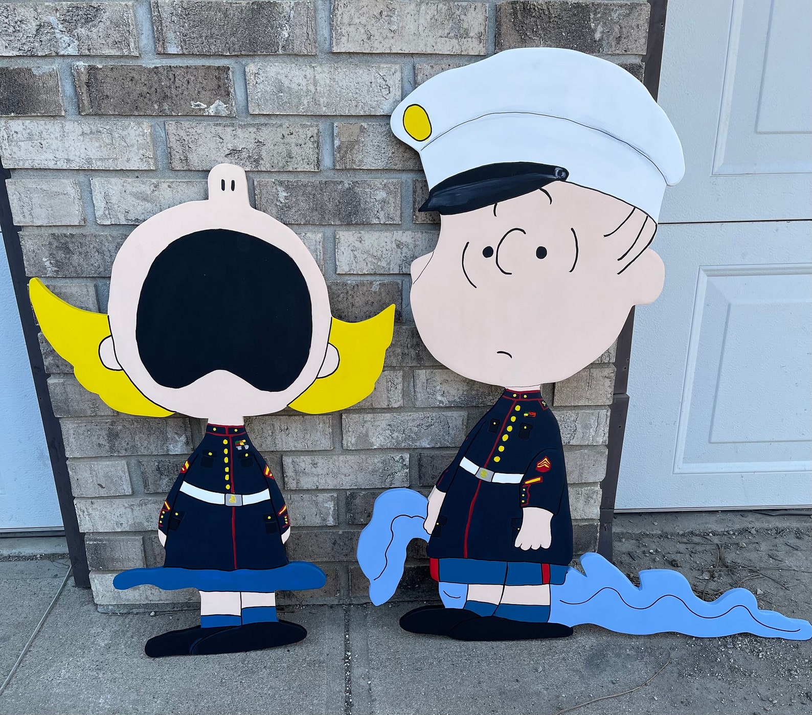 Custom Military Linus and Sally Yard Art/Peanuts Yard Art/ Etsy