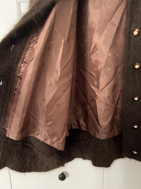 Vintage Ladies Brown Angora Button Up Jacket - image 5