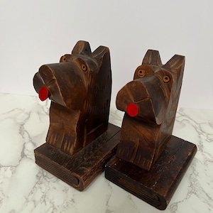 Vintage Wooden Scottie Dog Bookends