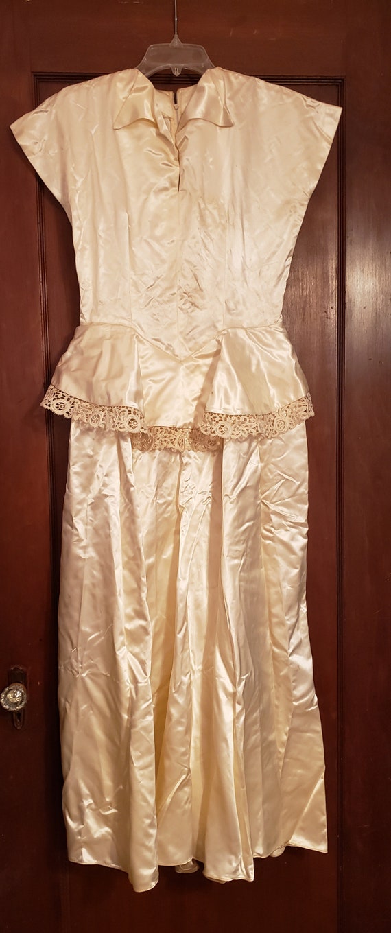 1940s Slipper Satin Wedding Dress - image 2