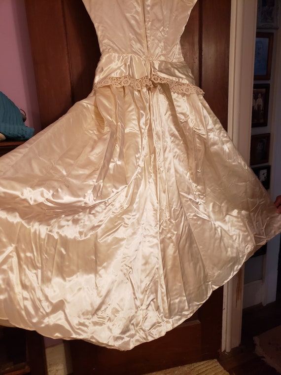 1940s Slipper Satin Wedding Dress - image 6