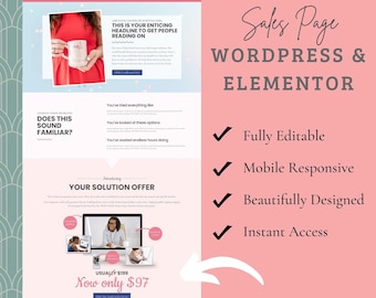 Elementor Wordpress Course Sales Page Template | Online Course Landing Page | Course Creator Website Design