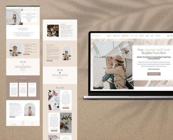 Boho WordPress Elementor Website Template, Feminine Business Theme