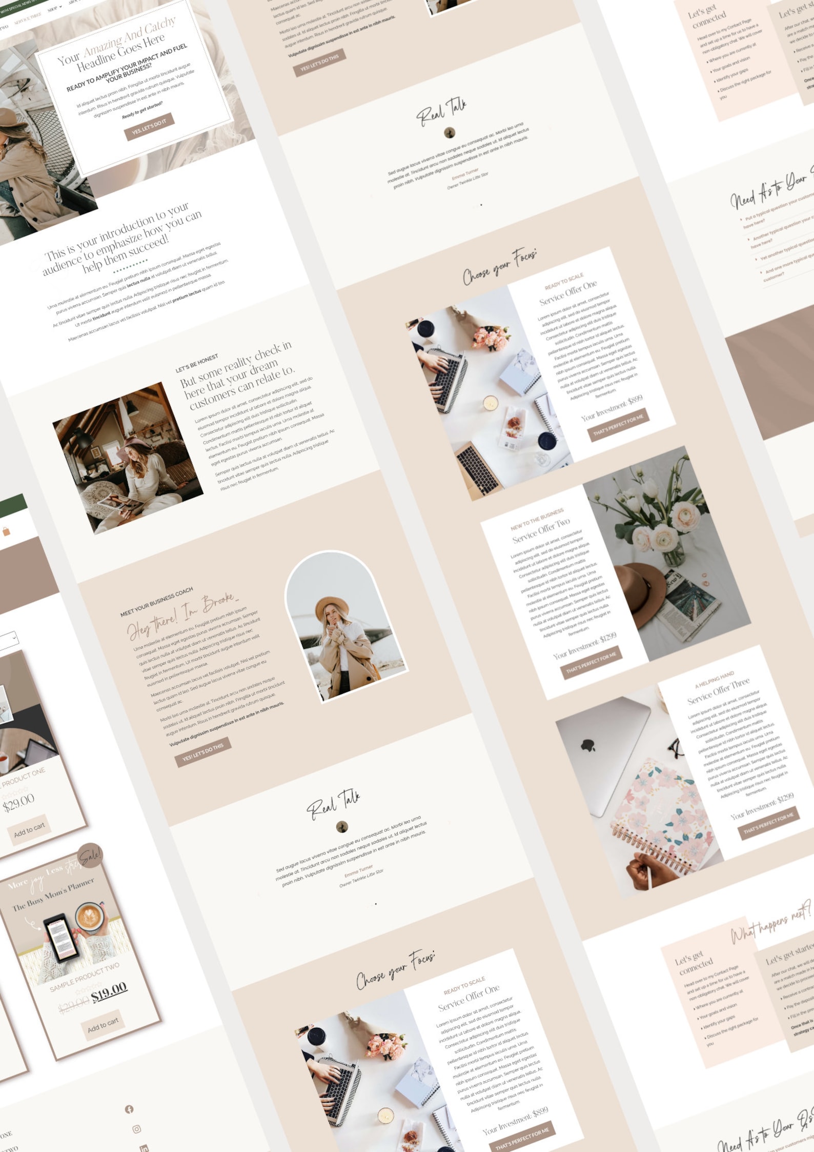 Feminine Wordpress Theme Boho Website Template, Elementor Shop Etsy