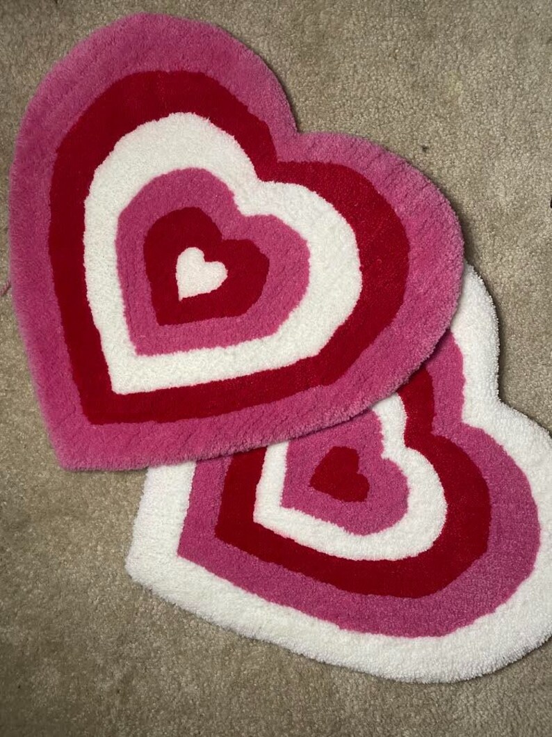 Custom Hand Tufted Powerpuff Girls Pink Hearts Rug Wall Etsy