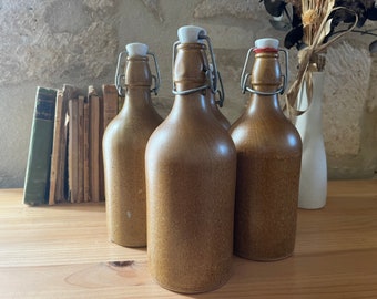Small brown stoneware bottle