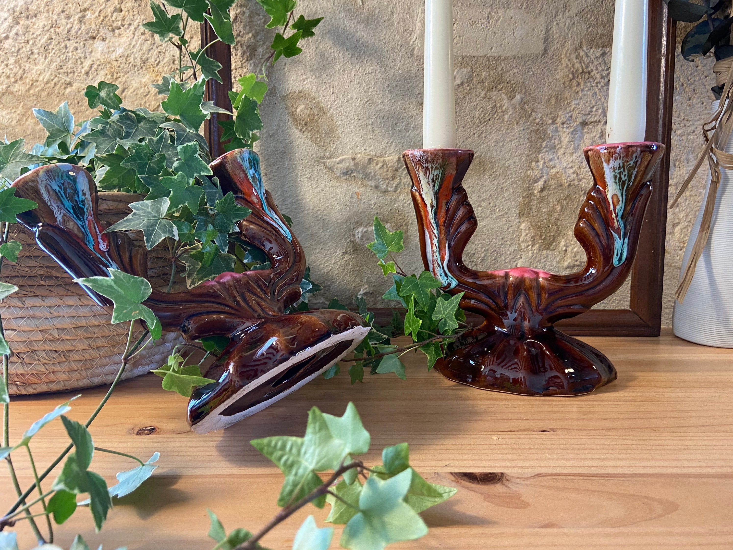 Paire de Bougeoirs Vintage Vallauris