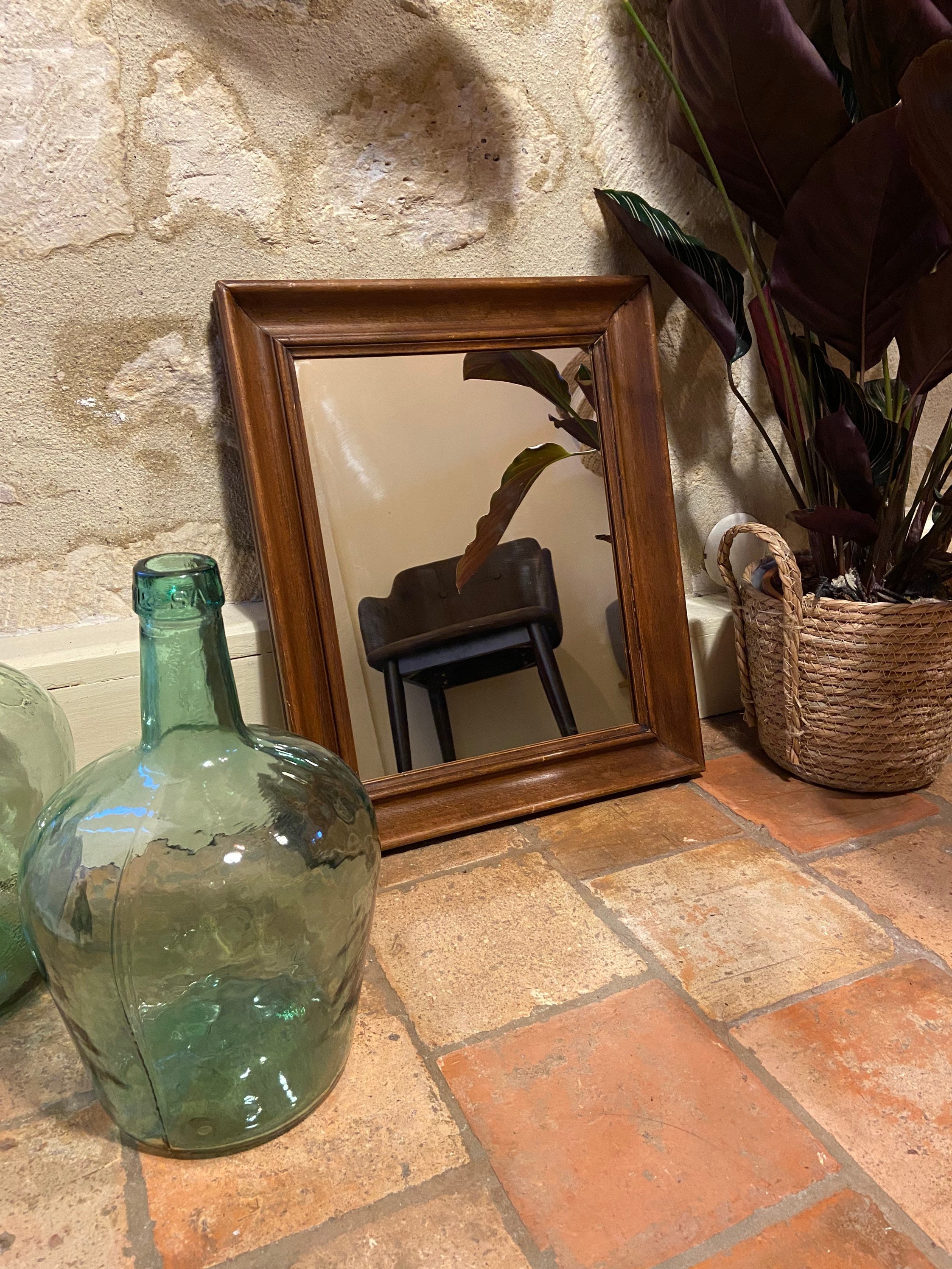 Miroir Rectangulaire en Bois Ancien Français Vintage