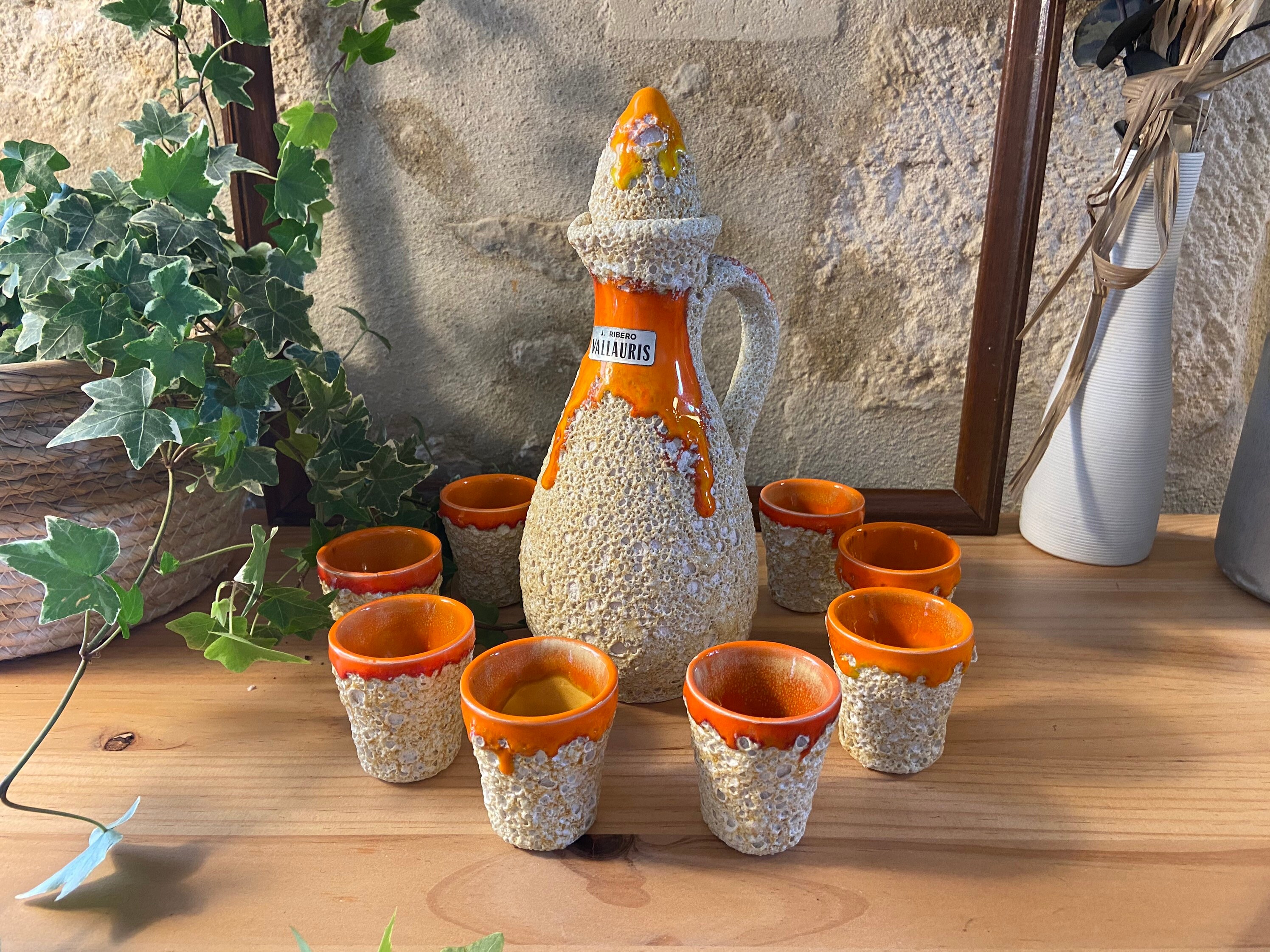 Service à Liqueur Vallauris Fat Lava Vintage