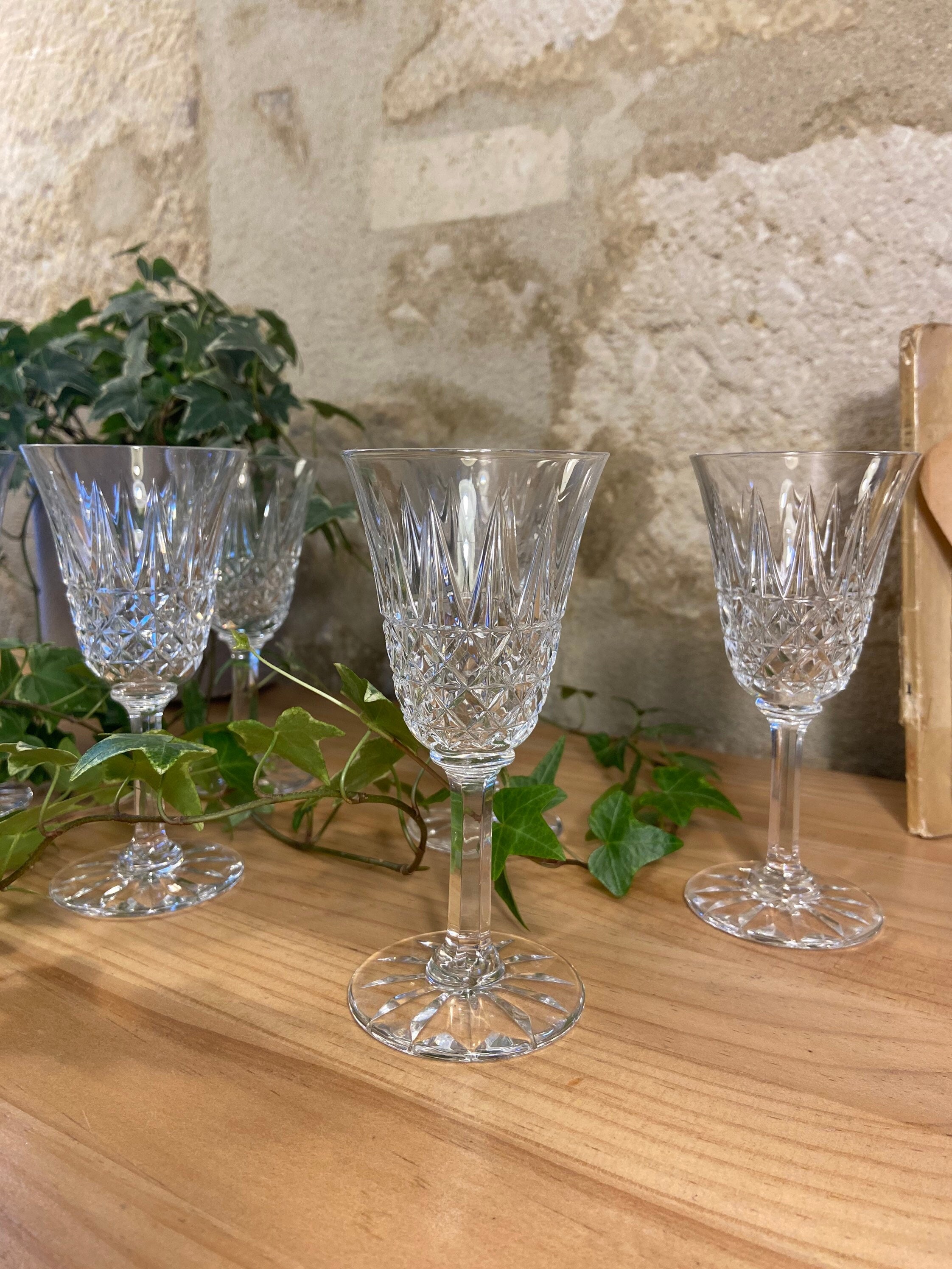 Lot de 6 Verres à Vin Vintage Français Crystal d'arques J.g Durant.