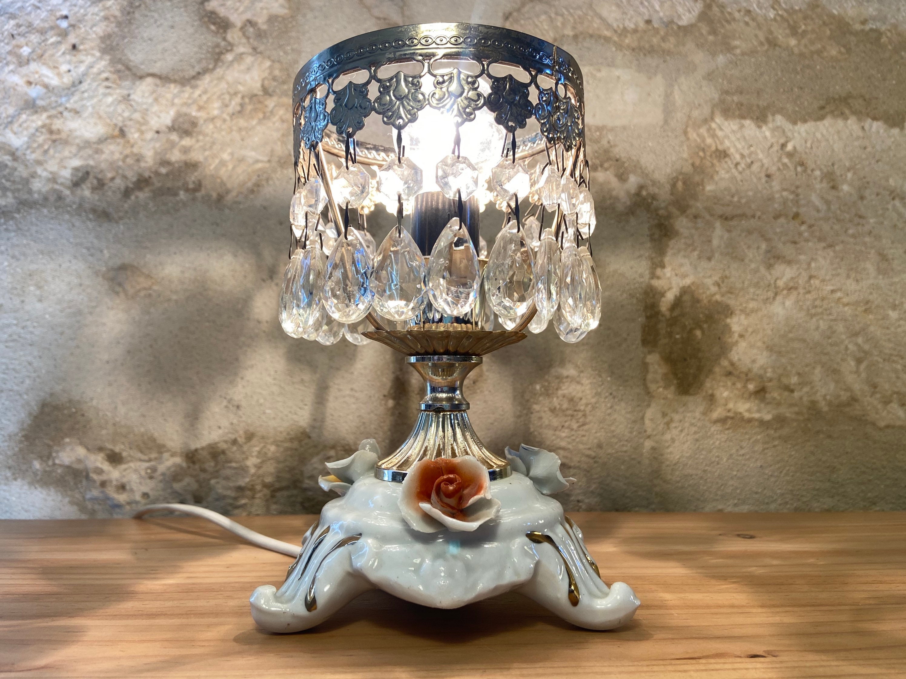 Lampe à Poser, Pampilles Vintage Française