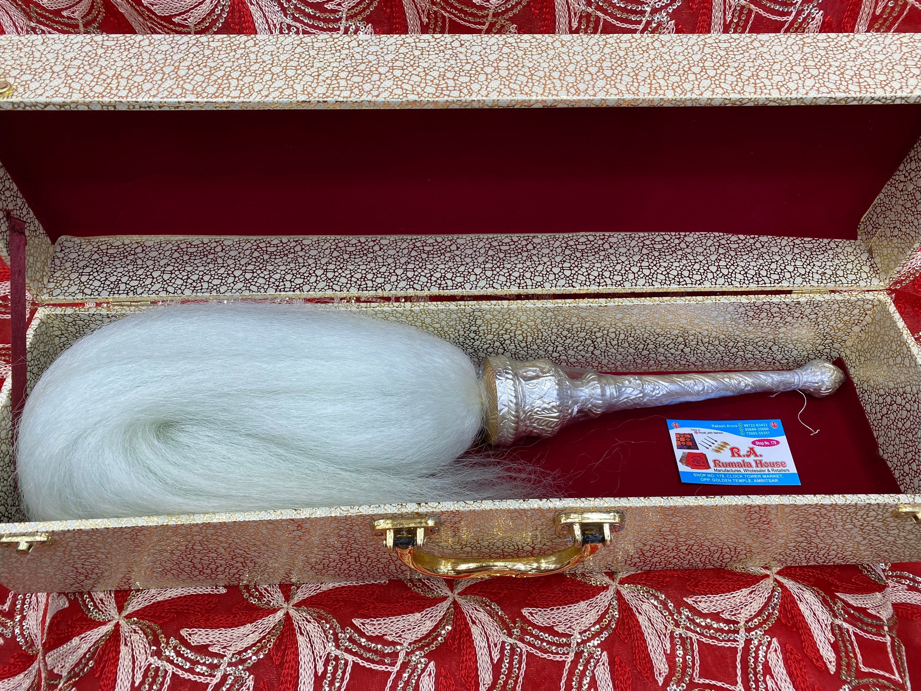 Original Silver Chaur/chawar/chamara Sahib With Authentic Yak