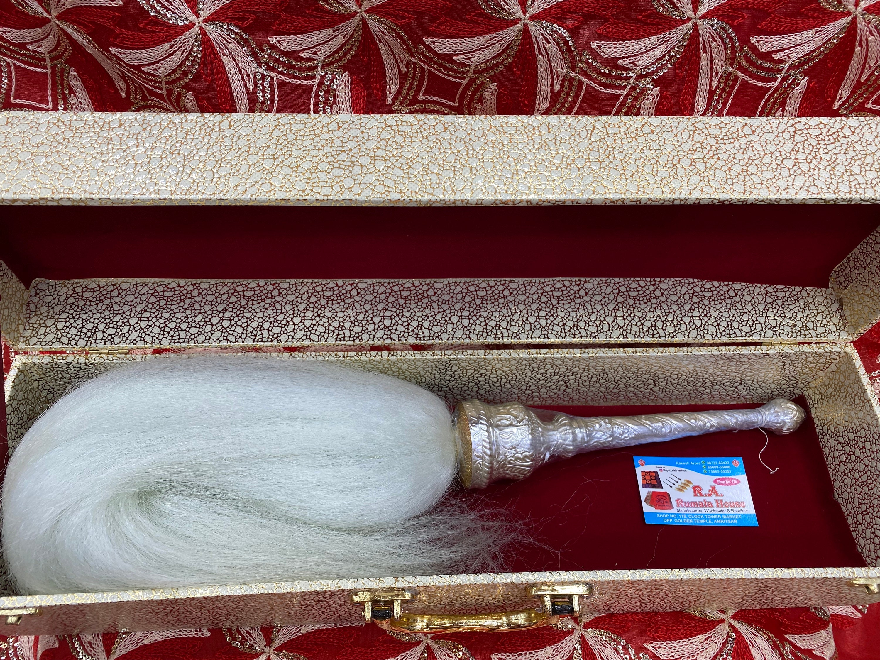 Original Silver Chaur/chawar/chamara Sahib With Authentic Yak