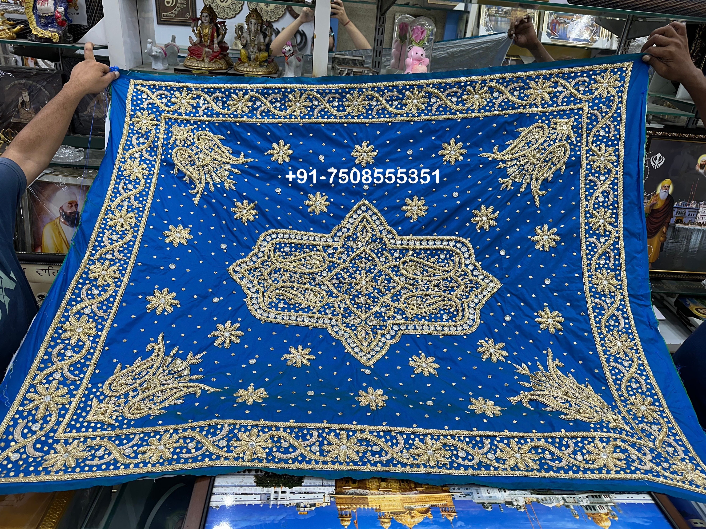 Embroidered Rumaal Dark Blue Rumala Sahib-heavy Hand Embroidery Full Set. Whats App +91 ...