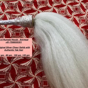 Original Silver Chaur/Chawar/Chamara Sahib with Authentic Yak Hair(Animal Hair). Insta:Royal_Sikhfashion. +917508555351