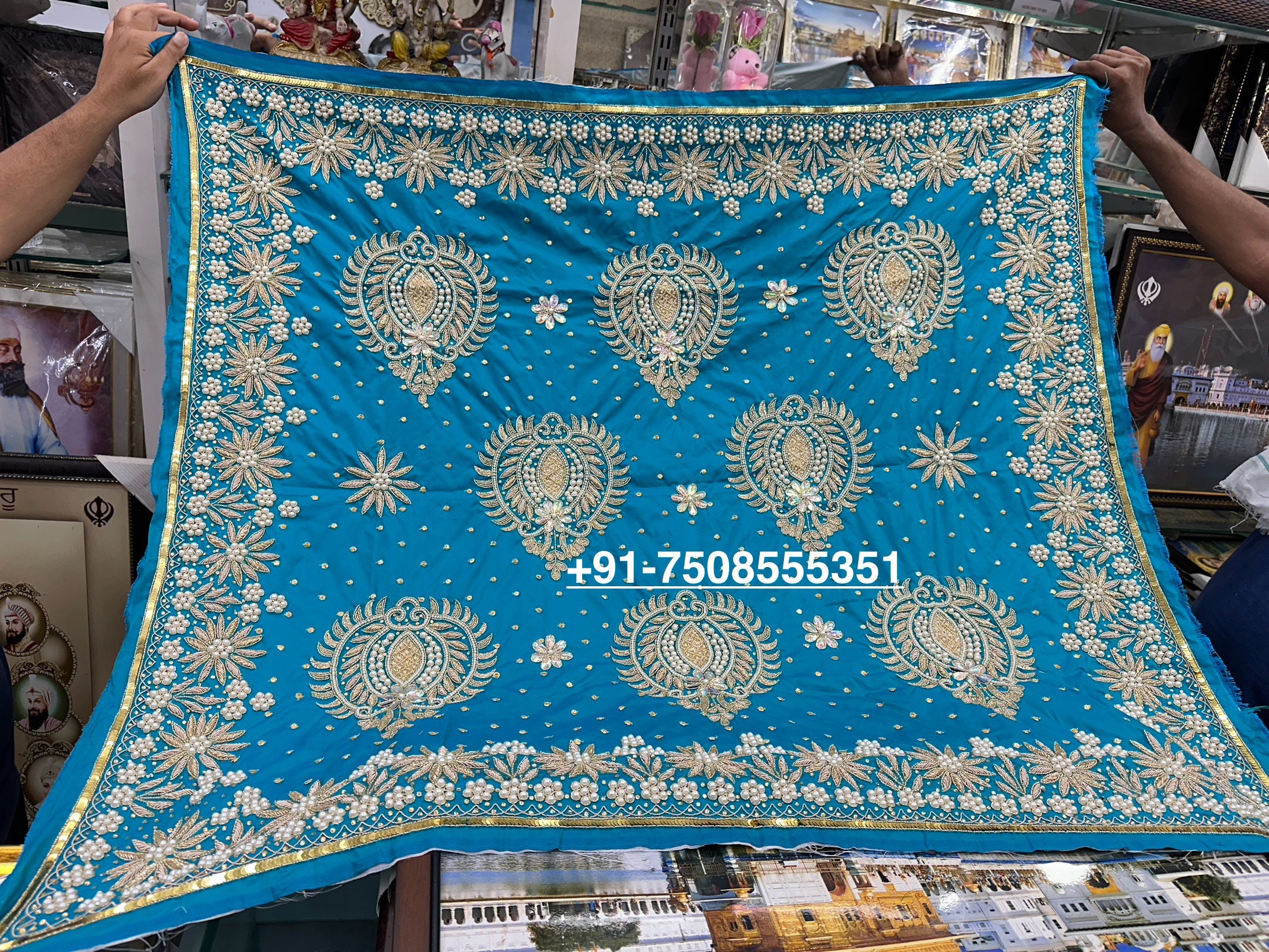 Embroidered Rumaal Exclusive Rumala Sahib-heavy Hand Embroidery With White Pearl Work ...